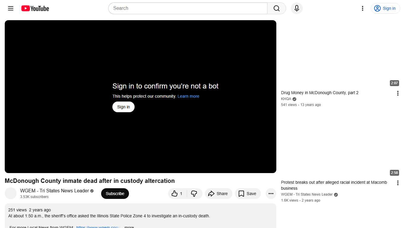 McDonough County inmate dead after in custody altercation - YouTube