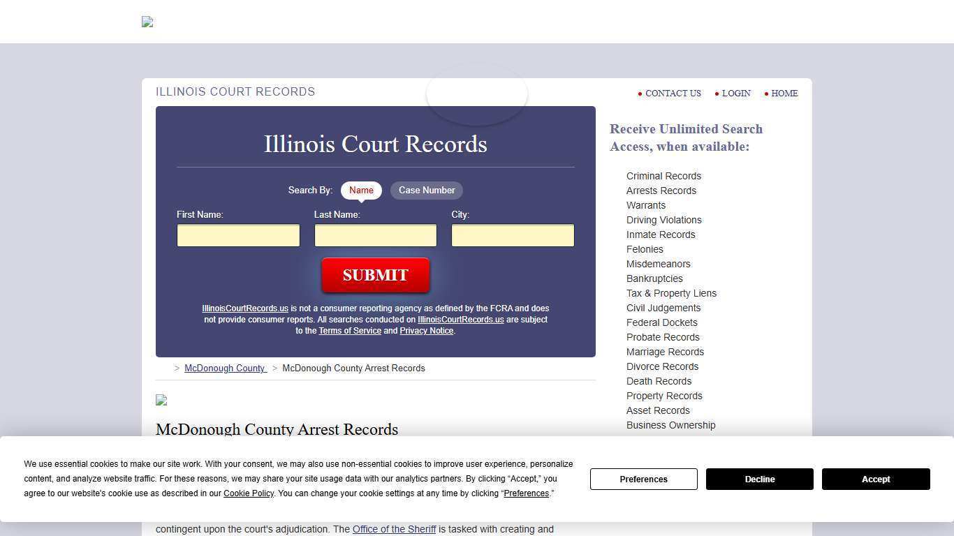 McDonough County Arrest Records | IllinoisCourtRecords.us